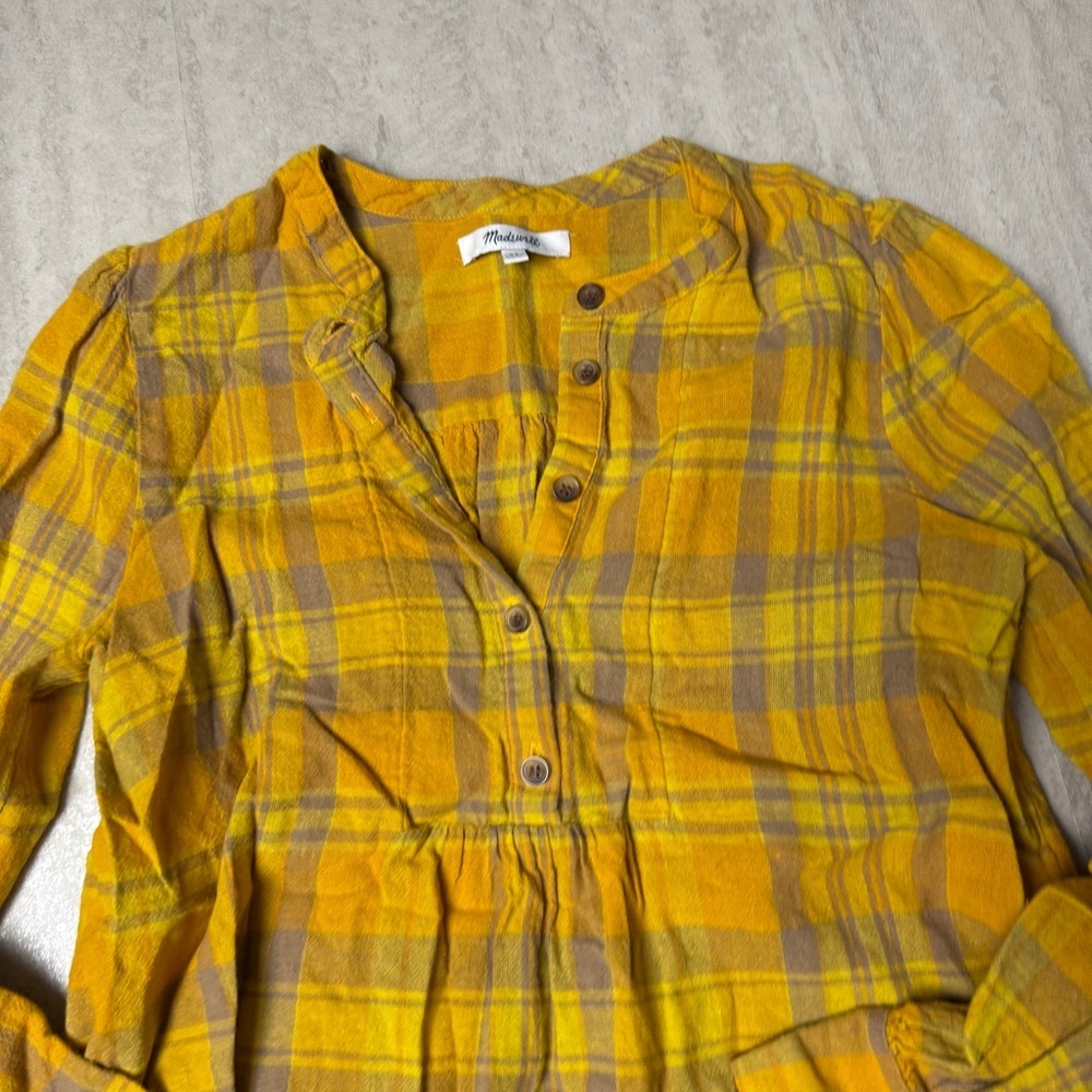 Madewell shirt Madewell Leysfield popover shirt flannel plaid mustard yellow - Picture 5 of 8